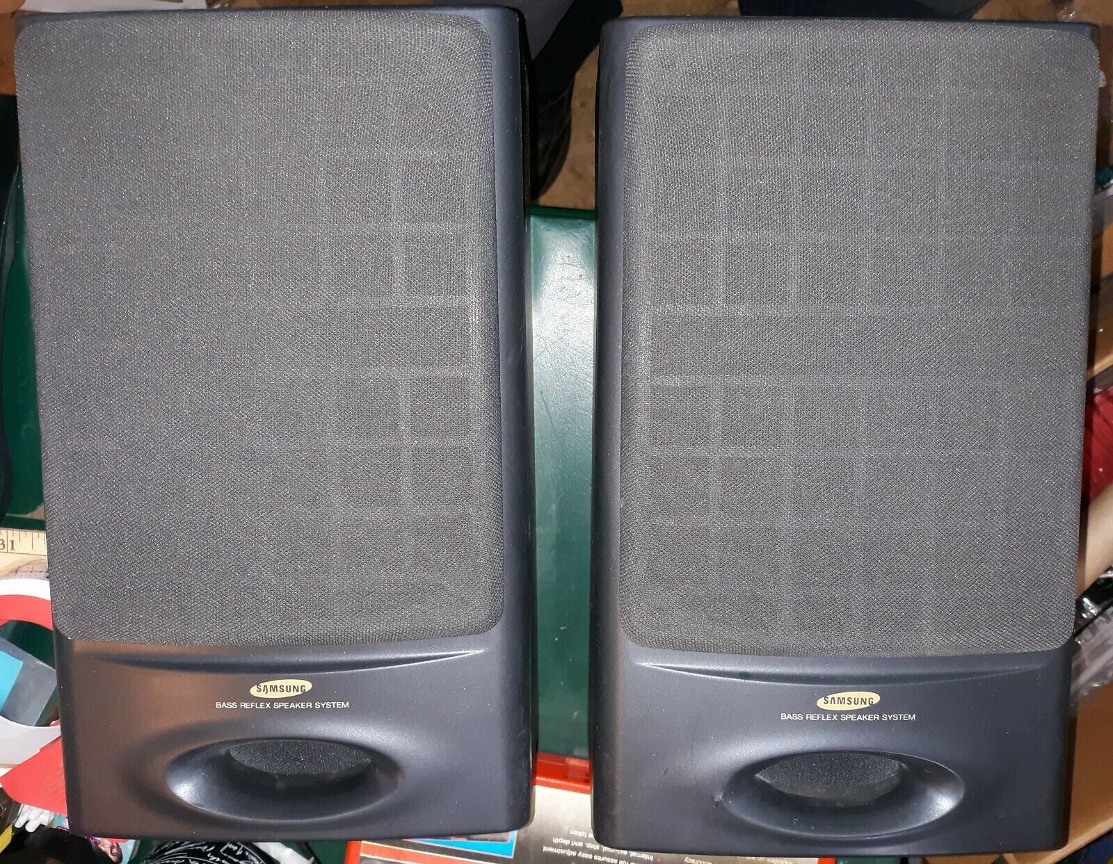 Primary image for 20AA25 PAIR OF SAMSUNG PS6555 SPEAKERS, CHARCOAL: 4 OHM 10 WATT, SOUND GREAT VGC