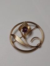 Vintage Van Dell 1/20 12K Gold Filled Beautiful Brooch With Purple Stone - £31.87 GBP
