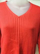 Liz Claiborne Women&#39;s XL Pull Over V Neck Knit Sweater Cotton Blend Oran... - £14.61 GBP
