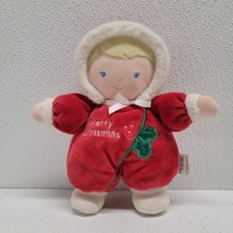 Prestige Merry Christmas Plush Baby Doll 8&quot; Rattle Blonde Blue Eyes Red ... - £11.03 GBP