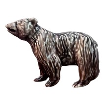 Ceramic Grizzly Bear, Brown Bear Glazed Figurine Miniature Approx. 3 in ... - $12.86