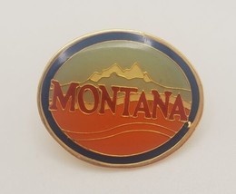 Montana Oval Souvenir Travel Lapel Hat Pin Montana Mountains Pinchback - £13.26 GBP