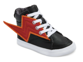 Boys Cat &amp; Jack Odis Black Lightning Bolt High Top Toddler Shoes Sneaker... - £11.76 GBP
