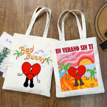 Bad Bunny Canvas Bag Casual Large Hand Bags Shopping UN VERANO SIN TI Music Albu - £6.33 GBP