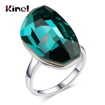 Hot Unique Big Crystal Rings For Women Fashion Silver Color Punk Jewelry 5 Color - £7.23 GBP