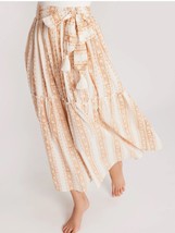 Mille Women&#39;s Francoise Skirt In Mumbai Striped Cream/Pink Maxi XL NWOT - $84.14