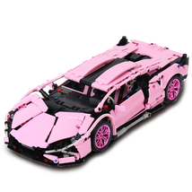 City Technical Pink Lamborghiniied Sports Car Building Block Model 1288pcs  - £22.97 GBP
