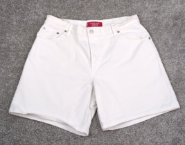 Vtg Levis Shorts Women 14 White Denim Classic Fit Stretch Jeans Y2K Batwing - $16.99