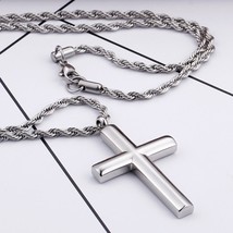 Kalen Fashion Cross Necklaces For Men High Polished 50cm Stainless Steel Cross J - £33.83 GBP