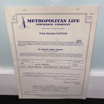metropolitan life insurance group certificate mohawk rubber 1964 - $7.12
