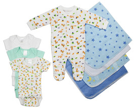 Boy 100% Cotton Newborn Baby Boy 8 Pc Layette Baby Shower Gift Set Newborn - £34.34 GBP