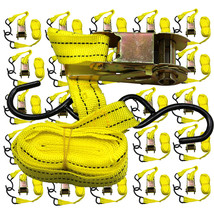 24pc 1&quot;X13&#39; Ratcheting Tie Down Cargo Straps Moving Truck Bed Motorcycle Hauling - £46.31 GBP