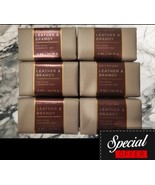 6 Bath &amp; Body Works Leather &amp; Brandy Shea Butter Cleansing Bar Soaps 5oz... - £28.67 GBP