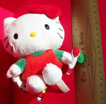 Hello Kitty Plush Doll Christmas Holiday Stuffed Animal Cat Candy Cane Tag - £15.17 GBP