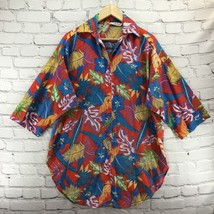 At Home Wear Vintage Womens Tropical Print Top Blouse Sz L Large XL Flaw - $19.79