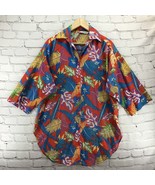 At Home Wear Vintage Womens Tropical Print Top Blouse Sz L Large XL Flaw - £15.52 GBP