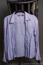 American Eagle Tie Front Long Sleeve Collared Shirt Purple Juniors S - £0.80 GBP