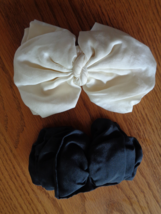 Womens Large Bow Barrette Hair Clip Made in France Black &amp; White Silk Lot of 2 - £42.95 GBP