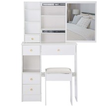 29.2&quot; Small Vanity Dresser: Sliding Mirror, Stool, Storage - $3,109.98 MXN