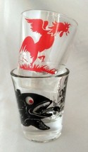 Lot (2) Vintage Shot Glasses:  Anchor Hocking Roving Eye Fish, Federal R... - $9.70