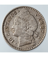 1897-P Dominican Republic 10 Centavos Silver Coin in AU Condition KM #13 - $3,951.33 MXN