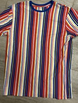 San Francisco Work Shirts Striped Tee Large Multicolor Retro Y2K Vertical - $19.75
