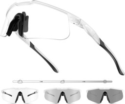 Photochromic Clear Sports Sunglasses, UV Protection Cycling Glasses - £18.55 GBP