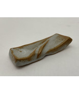 Vintage Japanese Pottery Chopstick Rest Holder Rectangle Brown Gray Hash... - £14.85 GBP