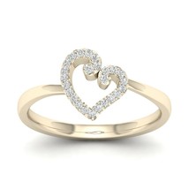 10K Yellow Gold 0.08 Ct TDW Diamond  Open Heart Fashion Ring - £167.24 GBP