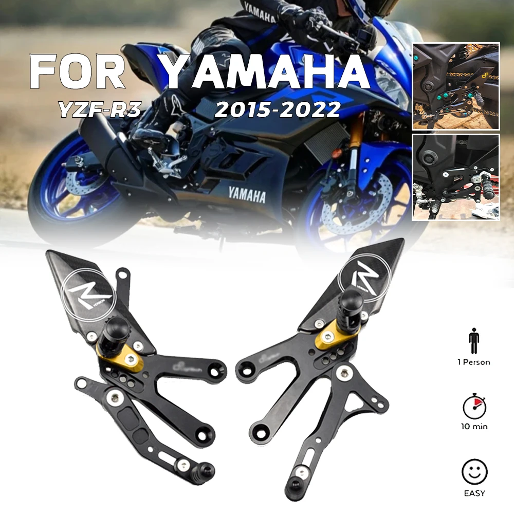 G for yamaha yzfr3 yzf r3 yzf r3 2015 2022 rear sets heighten pedal adjustable rearsets thumb200
