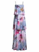 Aidan Mattox Sz 8 Floral Chiffon Tiered Gown Occasion Long Dress Maxi $2... - $59.39