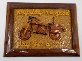 Wooden 3D Wall Art Motorcycle Any Day Is A Good Day For A Ride Weave Slight Warp - £11.81 GBP