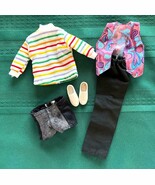 Vintage Ken Doll Clothing Black Pants Shorts Striped Pullover + Vest Whi... - €10,18 EUR