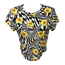 Sunflowers Womens Rue21 Crop Top Multicolor Yellow Short Sleeve Stretch Artsy M - £11.13 GBP
