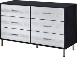 Acme Furniture 6 Drawers Wooden Dresser, Black, Silver And Gold - £331.16 GBP