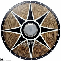 Solid Oak Viking Black Sun Shield --- Norse/armor/wood/Icelandic/Norway - £105.36 GBP