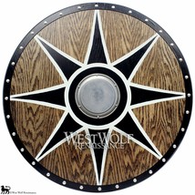 Solid Oak Viking Black Sun Shield --- Norse/armor/wood/Icelandic/Norway - £105.62 GBP