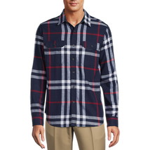 George Men&#39;s Long Sleeve Flannel Shirt Size S (34-36) Color Navy/Red - £15.68 GBP
