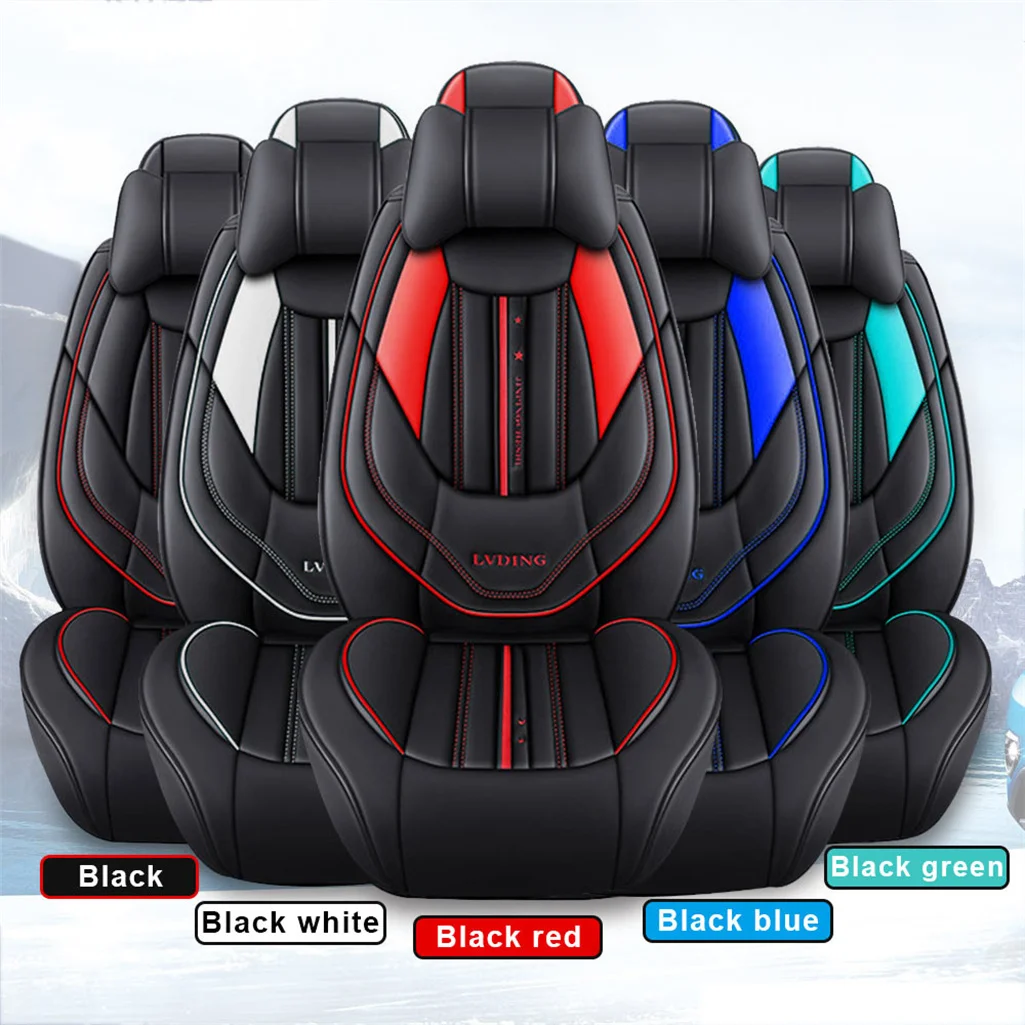 Car Seat Cover Full Set For Most Cars Trucks SUVS PU Leather Front 5Seats - £223.09 GBP