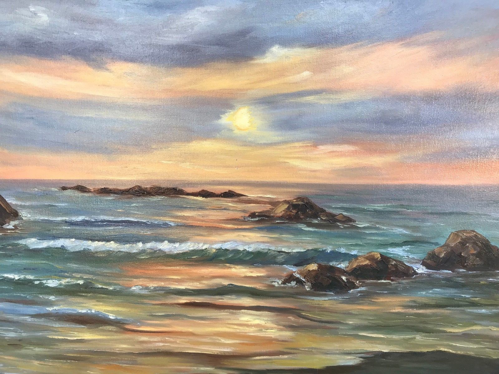 RYSSEL Original 1950s HUGE SEASCAPE MODERN IMPRESSIONIST OIL Canvas Paul Gachet Item image 8