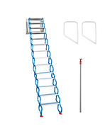 Wall Mounted Folding Ladder Blue-White Loft Attic Stairs Pull Down 14 Steps - $819.90 CAD