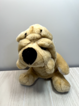 vintage plush puppy dog tan beige bulldog shar pei wrinkly - £8.43 GBP