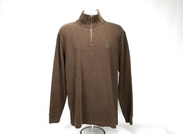 Polo Ralph Lauren 1/4 Zip Sweater Men&#39;s Sz XL Brown Designer Cotton Long... - £28.48 GBP
