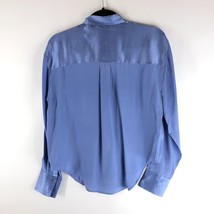 NWT ATM Women&#39;s Sky Blue Long Sleeve Button-Down Collared Silk Shirt Size S - £38.23 GBP