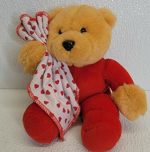 Vintage Commonwealth Squeak Plush Bear Red Pajamas Heart Blanket Valenti... - £17.18 GBP