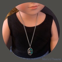 18 Inch Fashion Doll Jewelry • Oval Flower Design Green Rhinestone Necklace - £6.94 GBP