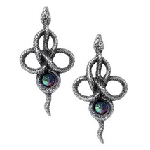 Alchemy Gothic Tercia Serpent Earrings Pair Snakes Dark Rainbow Crystal E441 - $22.95