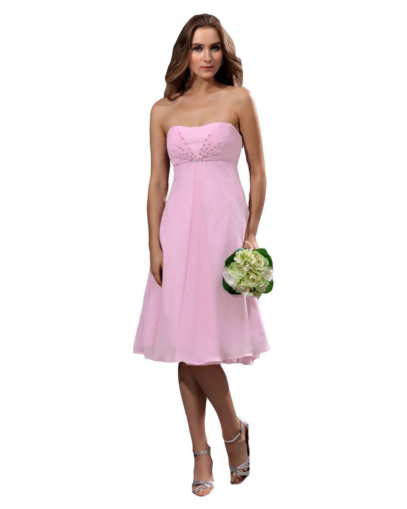 Kivary Women's Short Beaded Bridesmaid Dresses Pink US 2