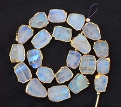 20 pieces smooth Fancy raw material gold plated electroplating gemstone rainbow  - £71.76 GBP