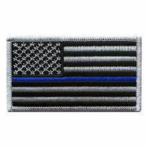 USA Flag Subdued Thin Blue Line Police Patch [3.5 X 2.0-Iron on Sew on-BP7] - £4.81 GBP